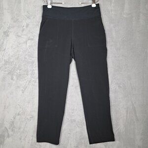 Lands End Womens Pull On Pants Straight Leg Active Pockets Loose Black M Casual